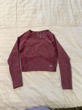 TLF Red Heather React Open Back Long Sleeve Seamless Crop Top M